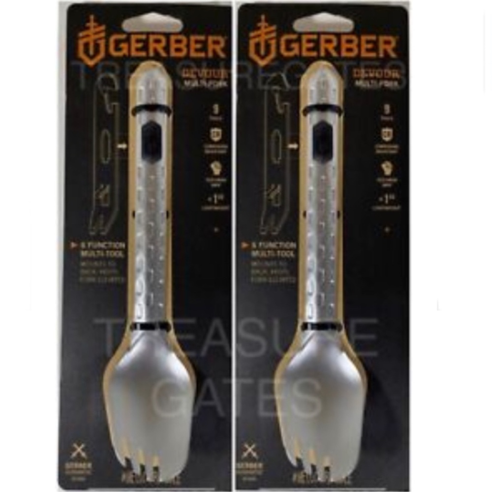 (2 Pack) Gerber Devour Camp Spork & 6 Function Multi Tool Onyx,T6 Aluminum NWT